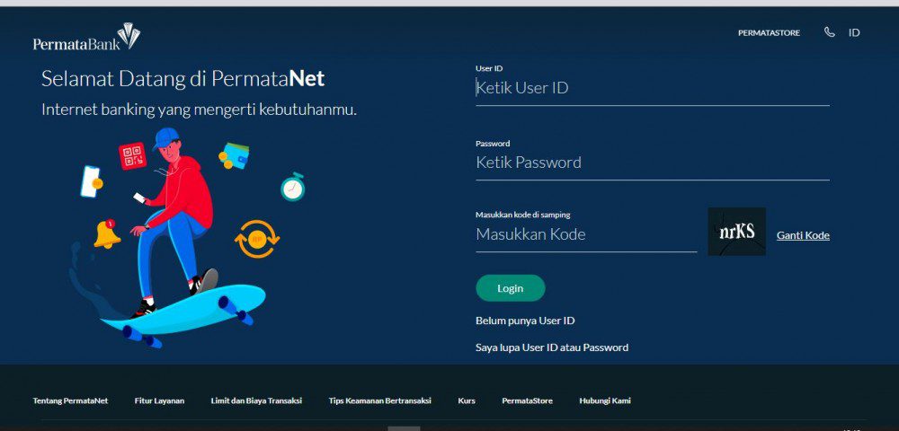 Tampilan PermataNet via Browser di Dekstop